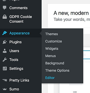 WordPress Menu Editor - adding Google Analytics