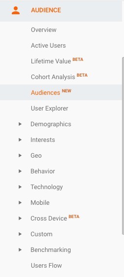 Google Analytics Reports Menu