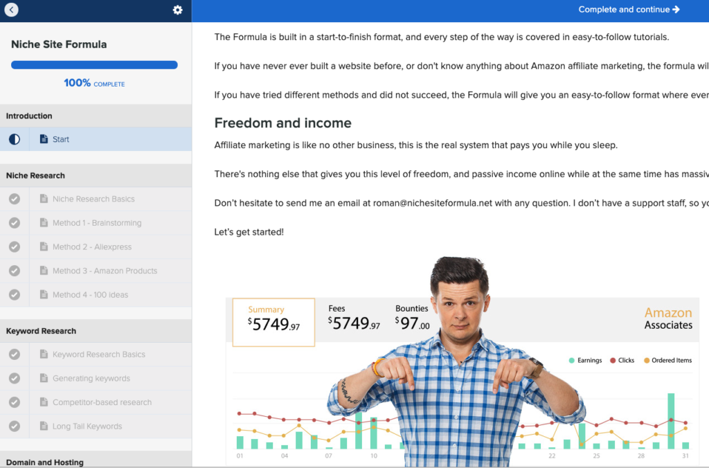 Training Screenshot - Niche Site Formula