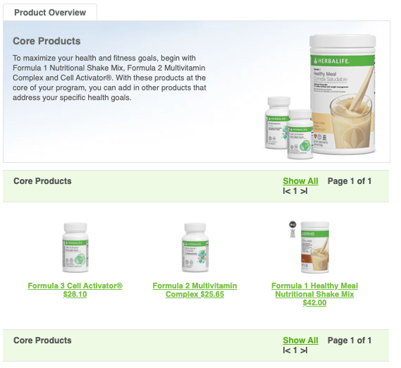 Herbalife Core Products