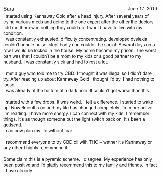 Kannaway positive feedback