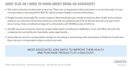 Is USANA a scam - disclaimer