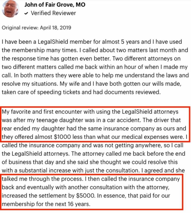 LegalShield Positive Reviews